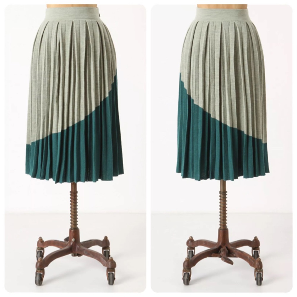 Charlie & Robin Divvied Colorblock Wool Skirt